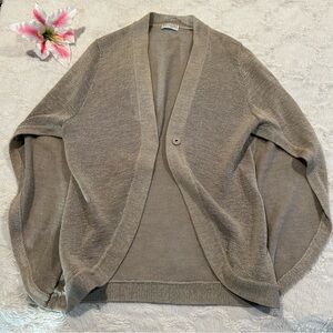 Brunello Cucinelli Taupe Cape Style Short-Sleeved Sweater Shrug